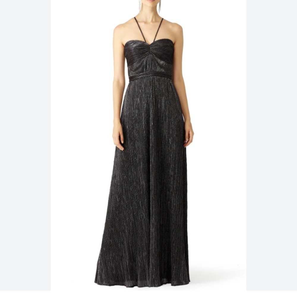 Foil Pleated Evening Gown